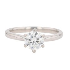 GIA  IGI 1.00ct Round Cut Diamond Solitaire Engagement Ring Platinum Size 6.5