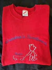 Vtg Jerzees Crew Neck Sweatshirt Lg Red Grandma Embroidered Made In USA