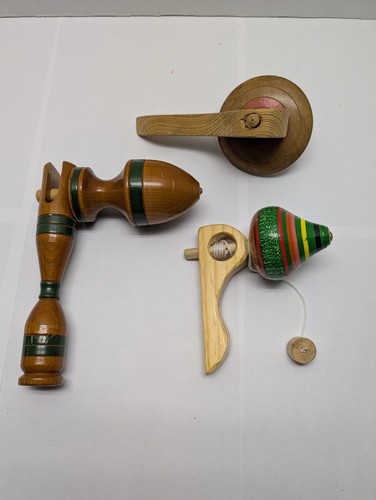 Wooden Tops -Set Of 3