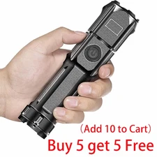Mini Rechargeable LED Flashlight Tactical Police Super Bright Torch Zoomable US