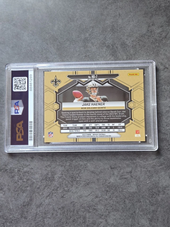 2023 Panini Mosaic - Nfl Debut Jake Haener #ND-7 Silver  Mosaic Psa 9 - Image 2 of 2