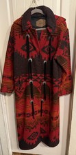 Vintage Woolrich Womens Medium Wool Long Coat Duster Blanket Southwestern Aztec