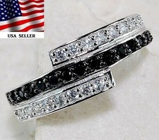 1CT Treated Black Sapphire  Topaz 925 Solid Sterling Silver Ring Sz 6 UB2-7