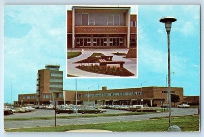 1960 Wichita Kansas KS Vintage Postcard Mid Continent Airport Dual View Building