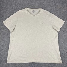 Polo Ralph Lauren V-Neck T-Shirt Tee Cotton Beige Mens XXL 2XL