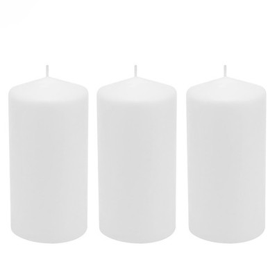 Stonebriar 3 Pack Tall 3 x 6 Inch 65 Hour Long Burning 3'' x 6'', White
