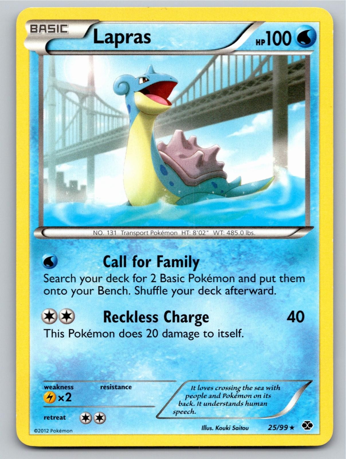2012 POKEMON LAPRAS NEXT DESTINIES 25/99 R LP A88309 FREE S&H