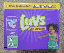 Luvs Ultra Leakguards Size 6 - 64ct Discontinued Monkey Print Vintage Rare