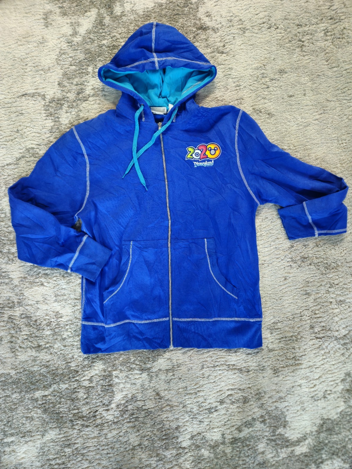 Disney Parks Walt Disney World 2020 Full Zip Fleece Hoodie Jacket Blue Size L image 2