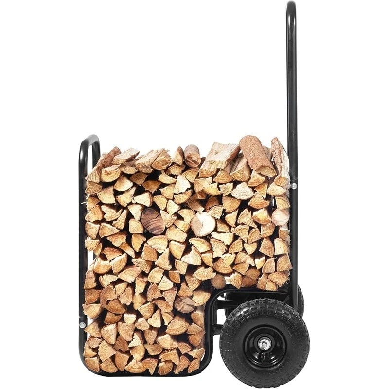 Carro de leña estante de transporte de alta resistencia con ruedas de goma solución de almacenamiento EE. UU. Foto 4 de 4