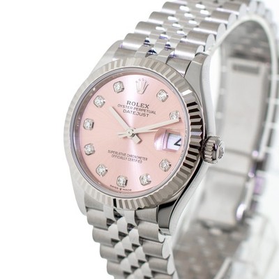 Rolex Datejust 31mm White Gold and Steel Pink Diamond Dial Fluted Bezel 278274