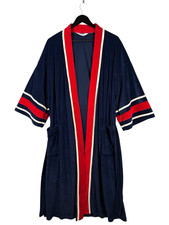 Vintage Christian Dior Robe Men's One Size Blue Velour Lounge Dressing Gown 70s