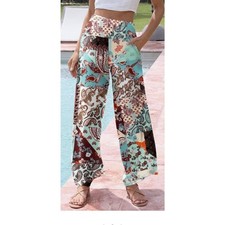 Women's Palazzo Lounge Pants Stretchy Wide Leg Casual Pants Comfy High Waist Flo