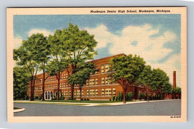 #ad #ad Muskegon MI Michigan Muskegon Senior High School Antique Vintage Postcard $0.99