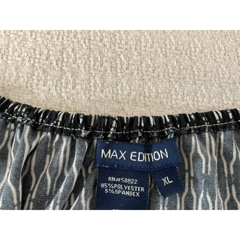 Vestido Max Edition XL Negro Blanco Geométrico Manga Campana Poliéster Spandex Foto 3 de 4