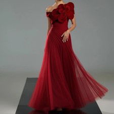 A-line Evening Dresses Floor-length Sleeveless Prom Gown Flowers Simple Draped