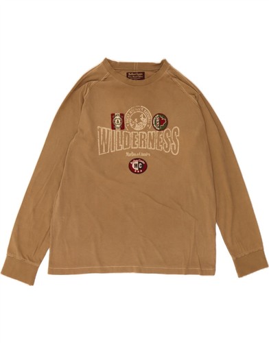 MARLBORO CLASSICS Mens Graphic Top Long Sleeve XL Brown Cotton J013