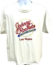 Johnny Rockets Las Vegas T-Shirt XL White Retro Diner Graphic Tee