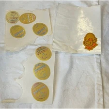 Vintage Easter Puffy Cloth Stickers Duck & Eggs W/ Faces Pastel Rare!