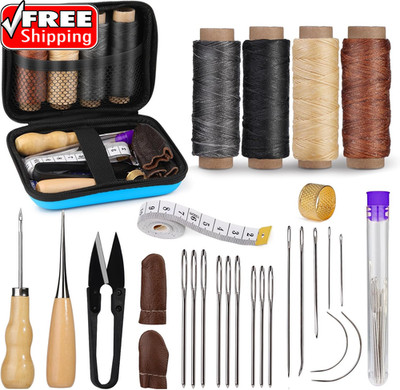 Leather Sewing Kit, Leather Stitching Kit with Sewing Awl, Waxed Thread, Upholst