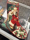 Vintage Coca Cola Brand Wool Needlepoint Santa Christmas Stocking