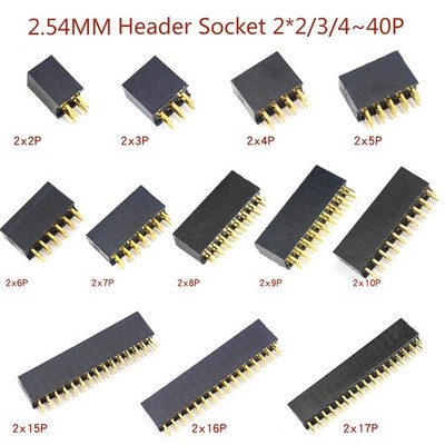 2,54mm Buchsenleiste Zweireihig 2 x 2 - 2 x 40 Polig Pin Header Female Gerade
