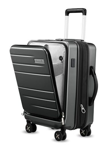 22x14x9 Airline Approved Expandable 20-Inch Black Carry On Luggage-image