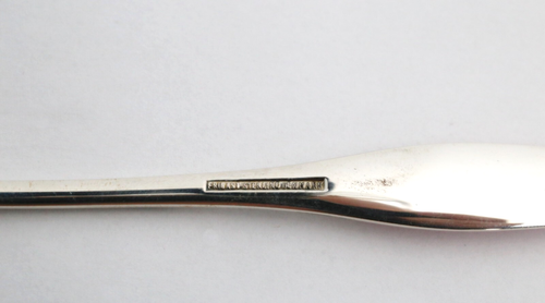 Cucchiaio vintage argento sterling smalto rosa fregata Danimarca, 40 grammi - Foto 3 di 4