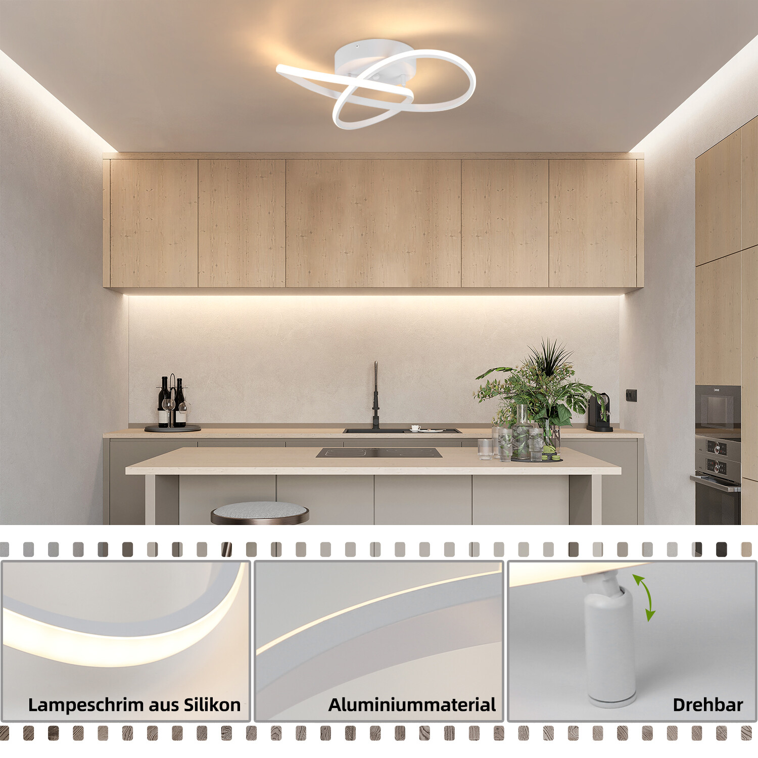 ZMH LED Deckenleuchte Modern Deckenlampe - Große Weiß