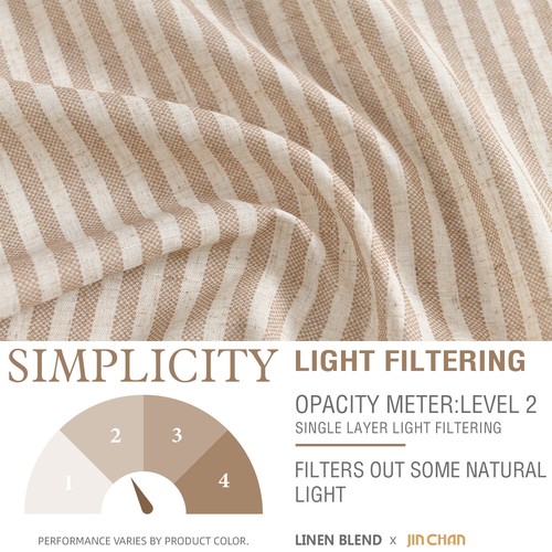 Valance Linen Textured Stripe Pattern Short Curtains Rod Pocket 1 Panel - Picture 27 of 36