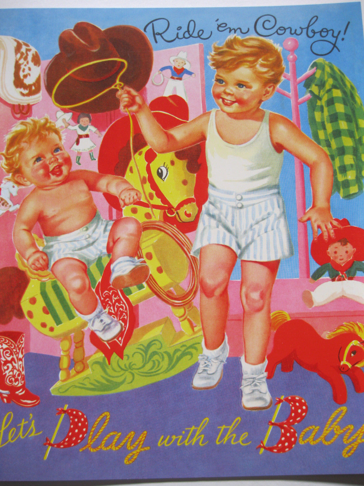 LET'S PLAY WITH THE BABY - Super Sweet Vintage Reproduction Pape