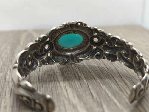 Carolyn Pollack Sterling Silver 925 Natural Amazonite Cabachon Cuff Bracelet 7" - Picture 3 of 5