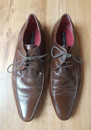 Red Tape Brown Leather Derby Shoes Size 