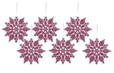 Christmas Tree Decorations 6 Pack Glitter Snowflakes Hanging Bauble Decoration