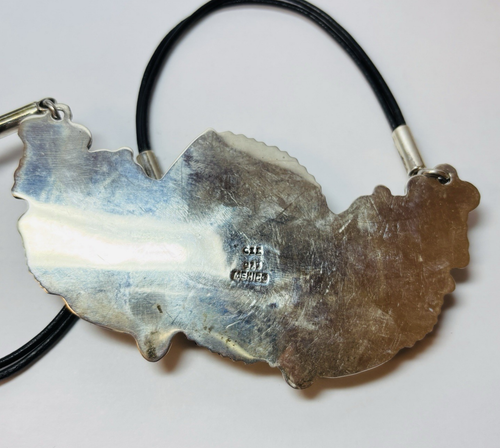 Mexico CII Sterling 925 Silver Turquoise Floral Cord Necklace 17.5 in - Picture 2 of 6