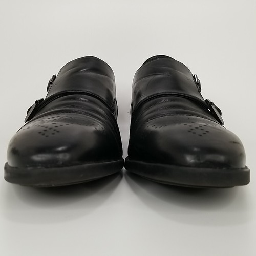 Saks Fifth Ave Connery Double Monk Strap Black Leather Shoes Men's size 11 M - Picture 7 of 12