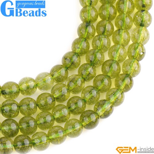 Cuentas sueltas redondas de cuarzo peridoto teñido verde para hacer joyas 15"4 mm 6 mm 8 mm - Imagen 10 de 35