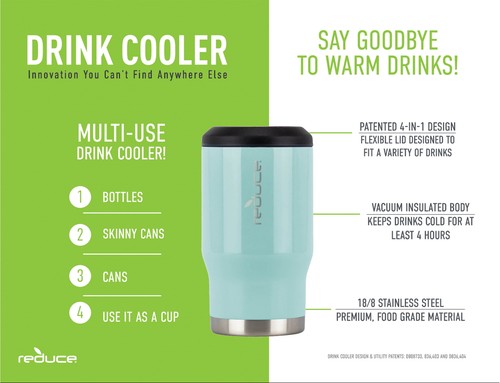 Reduce Stainless Steel Cold-1 Bottle/Can Cooler, Cayenne - Picture 4 of 8