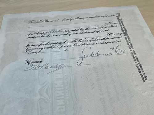 1906 North Utah Mining Company Share Certificate (10 Shares @ $5 x Per Share) - Picture 8 of 8