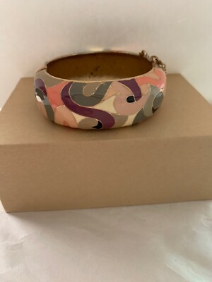 Vintage Eisenberg Artist Series Enamel Hinged Bangle Bracelet