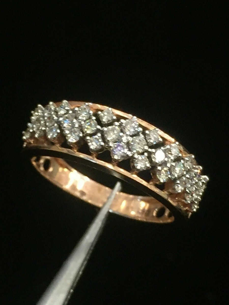 Bague De Fiançailles En Or Rose 14K Avec Diamant 0.49 Ct - Taille 54 - Coupe Excellent - Neuf