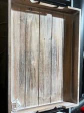 Rustic Wooden Coffee Serving Tray Table,  Wood Tray with Handles 20x14