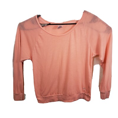 Victoria Secret Pink Medium Cantaloupe Long Sleeve Shirt Scoop Neck 