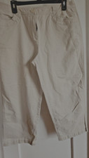 VTG Talbots stretch Womens Size 14 Linen Cotton Blend Beige Straight Crop Pants