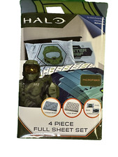 Halo Infinite Master Chief NEW Full Sheet Set - Fitted  Flat Sheets  2 Pillow