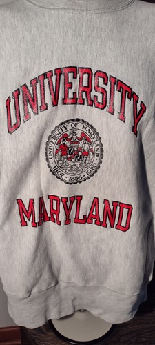 Vintage University Of Maryland Sweatshirt Mens L Gray Champion Reverse Weave - Picture 2 of 4