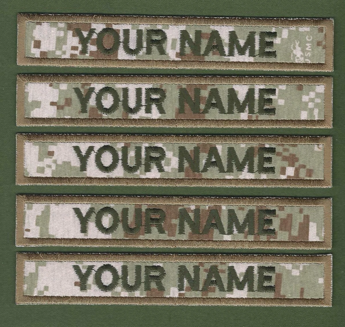 5 X Camouflage Name Tapes Military Name Strips Army Name Tags We