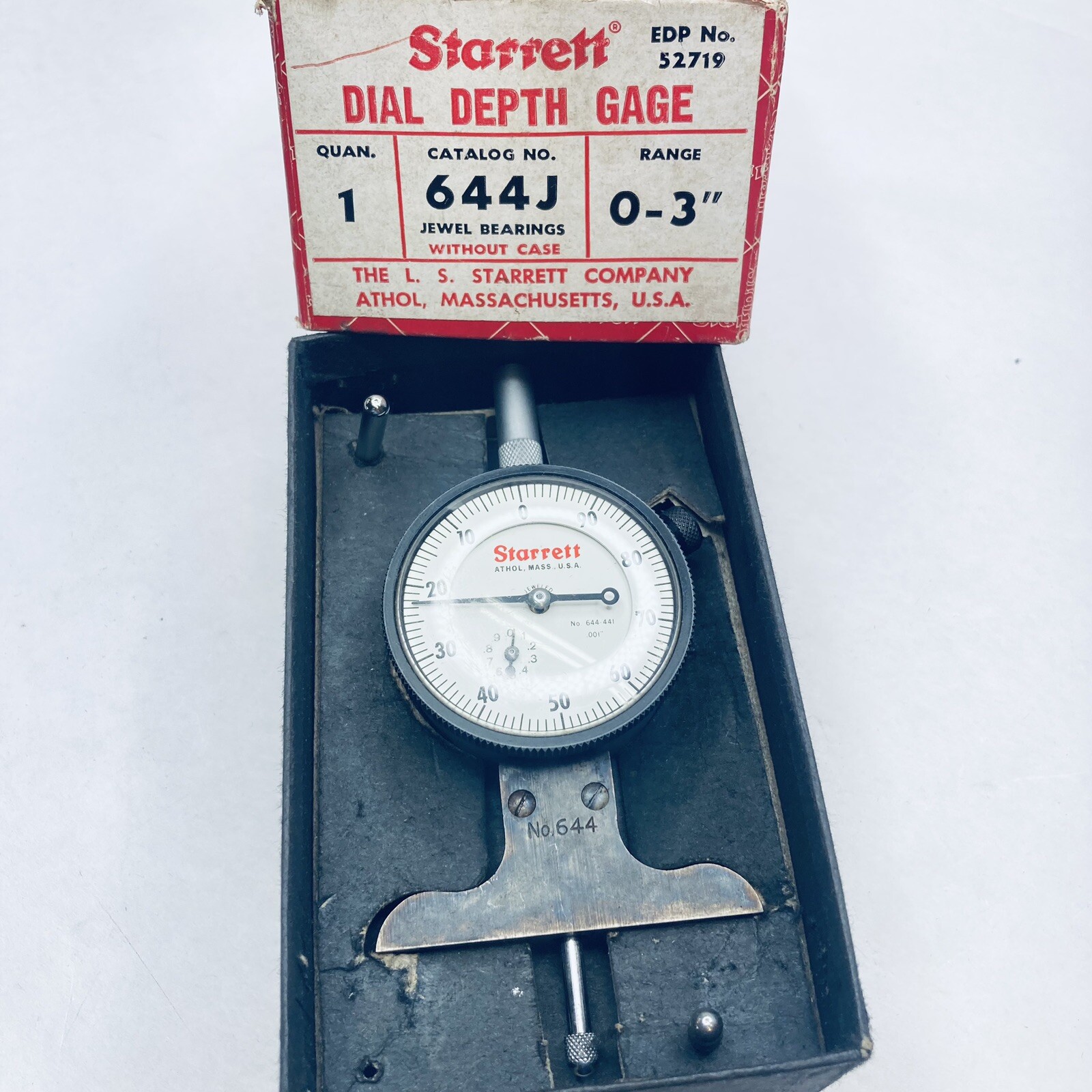 STARRETT 644J DIAL Depth Gage - Jeweled Indicator 0-3