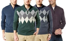 New Mens Dockers Super Soft Marled Pullover Quarter-Zip Acrylic Sweater MSRP $60