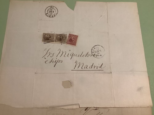 Spain 1879 postal cover 2 items Ref A1809 - Picture 2 of 3